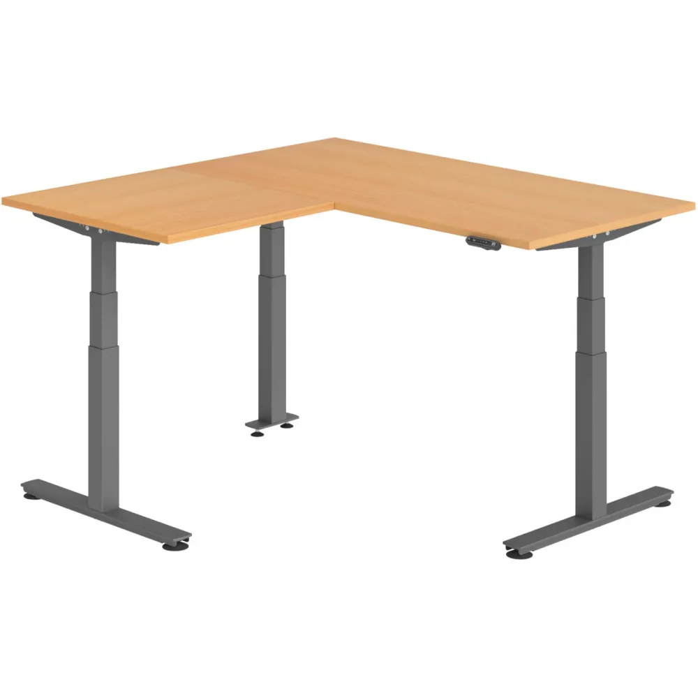 Schreibtisch Office Buche elektrische Höhenverstellung 160 x 160 cm
