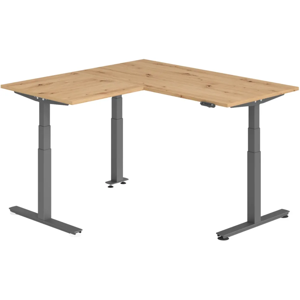 Schreibtisch Office Asteiche elektrische Höhenverstellung 160 x 160 cm