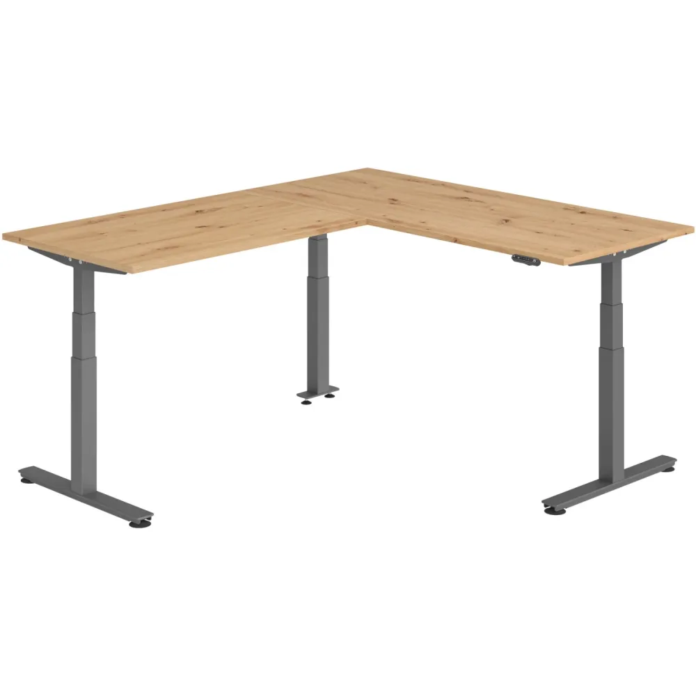Schreibtisch Office Asteiche elektrische Höhenverstellung 220 x 180 cm