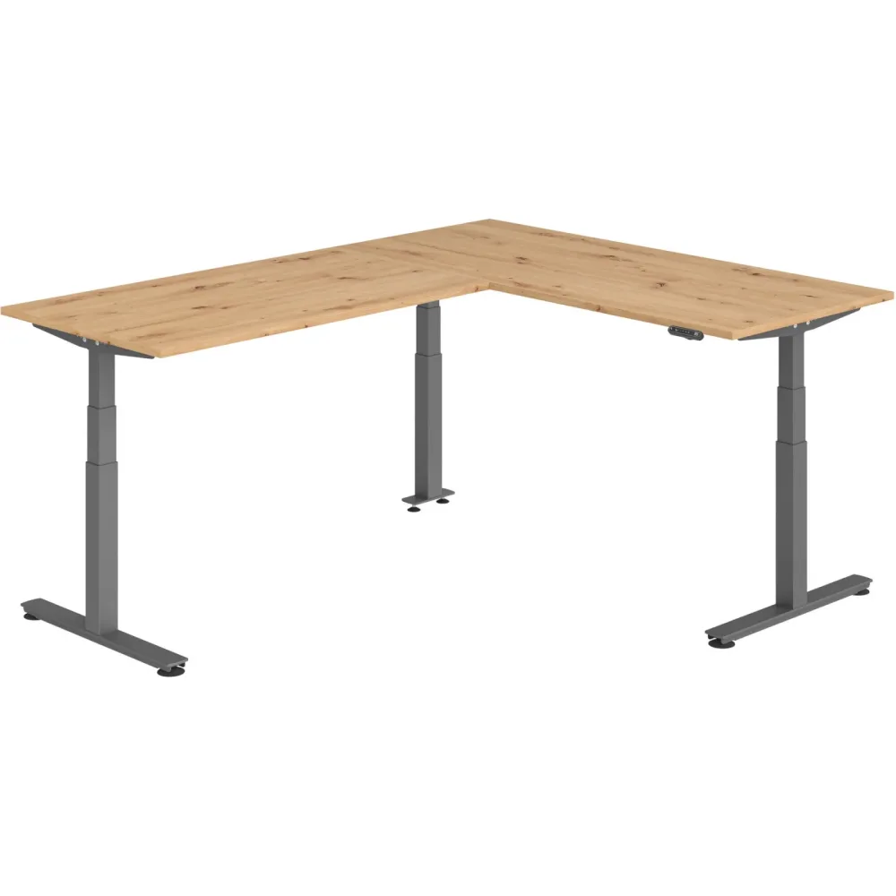 Schreibtisch Office Asteiche elektrische Höhenverstellung 240 x 180 cm