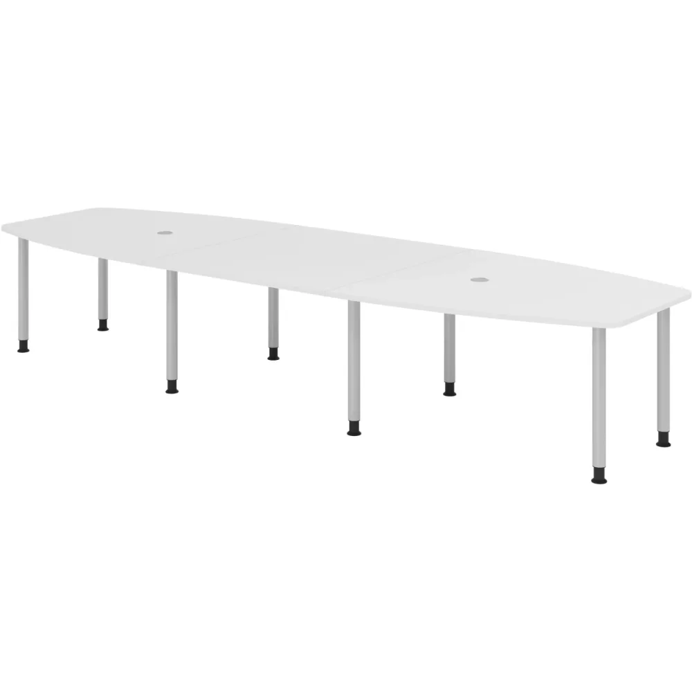 Besprechungstisch Office Weiss 400 x 130 cm - Farbe: weiss/Silber