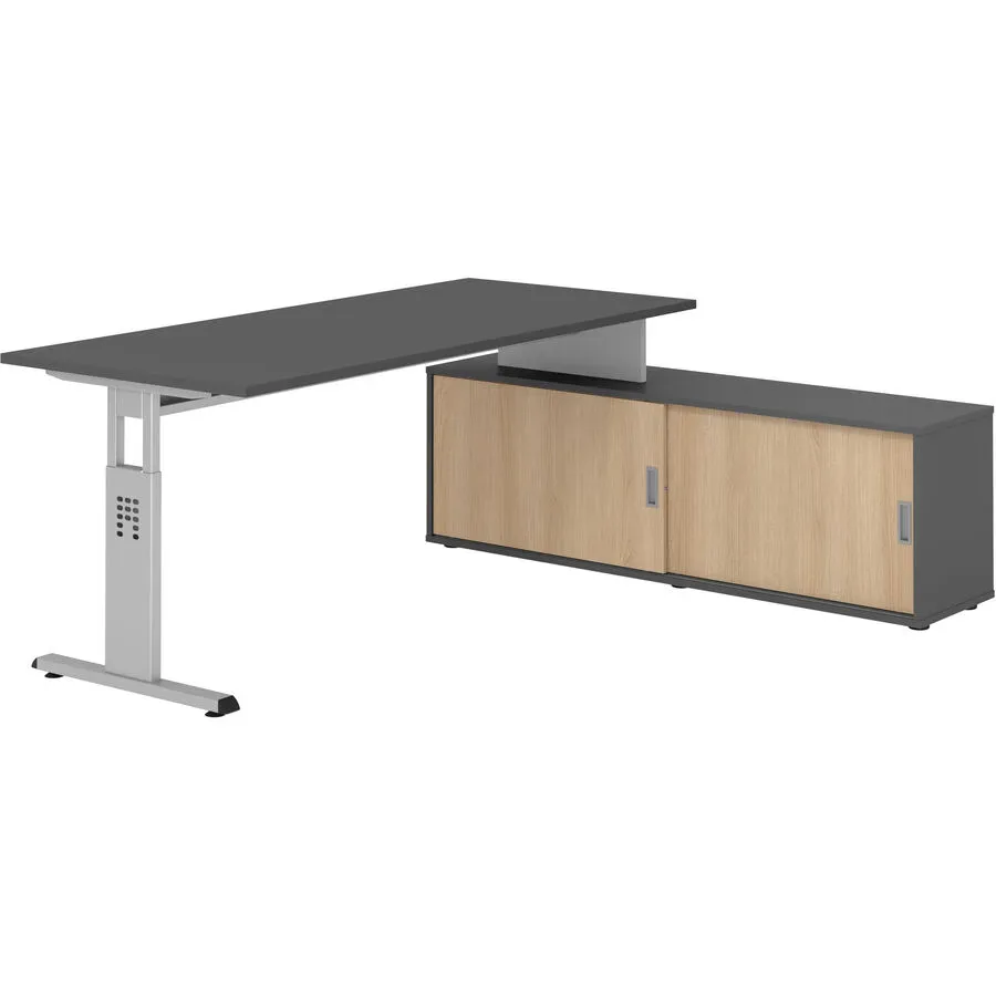 Schreibtisch Office Graphit manuelle Höhenverstellung 180 x 80 cm