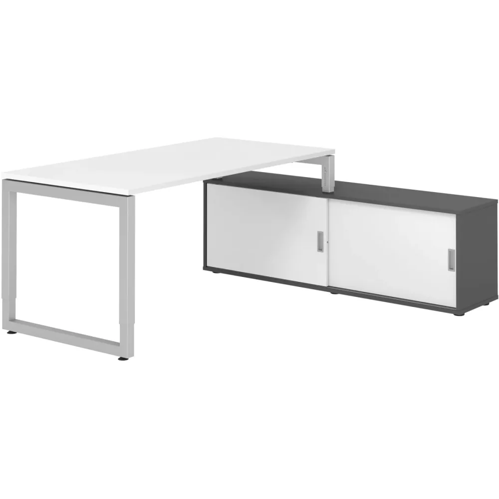 Schreibtisch Office Weiß manuelle Höhenverstellung 160 x 80 cm - Farbe: weiss