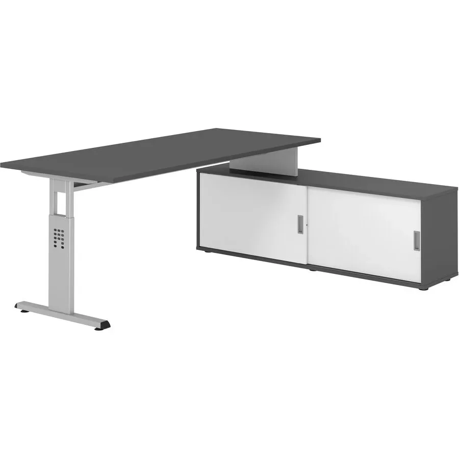 Schreibtisch Office Graphit manuelle Höhenverstellung 180 x 80 cm