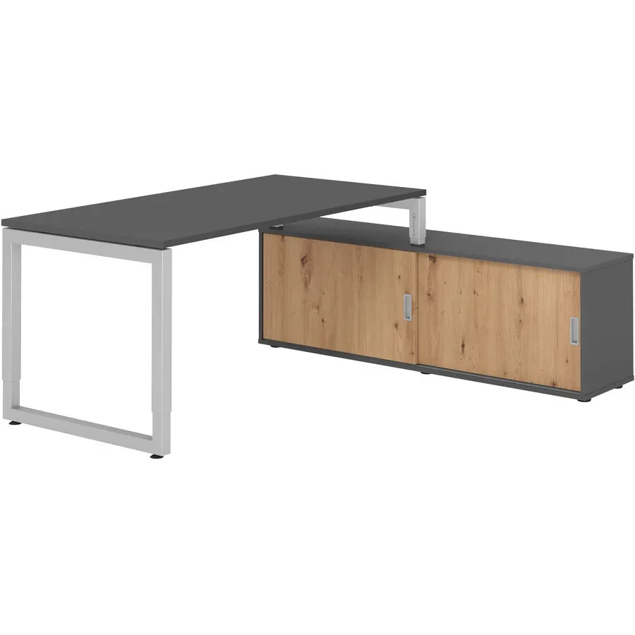 Schreibtisch Office Graphit manuelle Höhenverstellung 160 x 80 cm