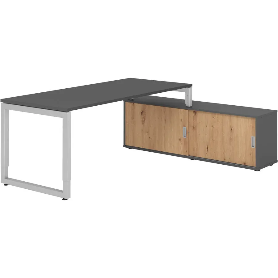 Schreibtisch Office Graphit manuelle Höhenverstellung 180 x 80 cm