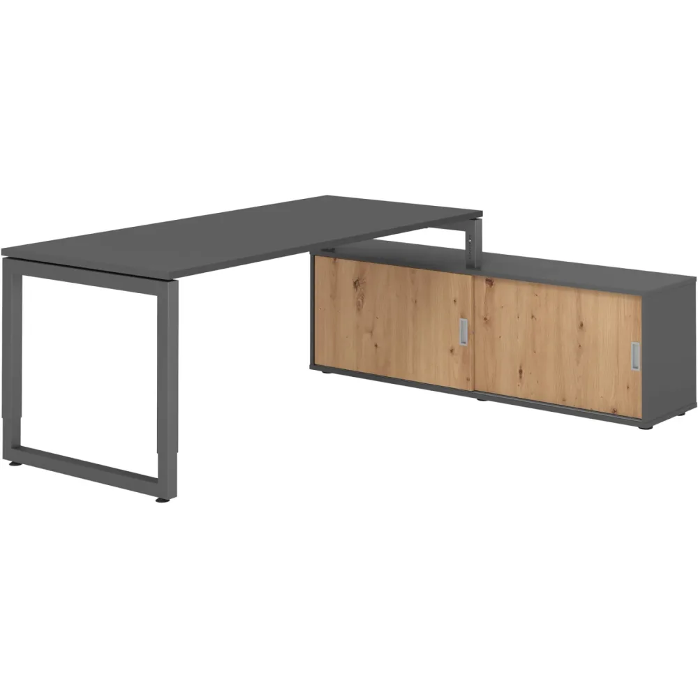 Schreibtisch Office Graphit manuelle Höhenverstellung 180 x 80 cm