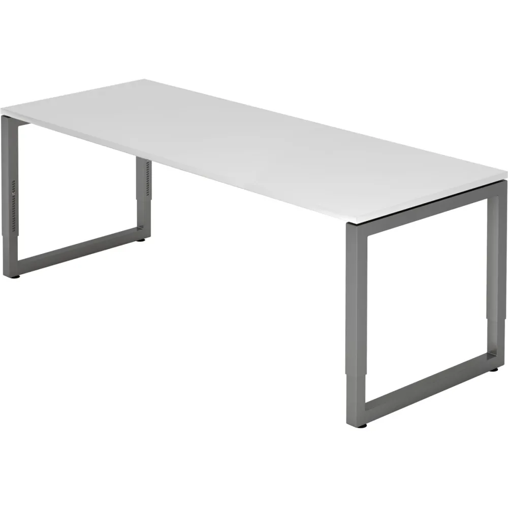 Schreibtisch Office Weiß manuelle Höhenverstellung 200 x 80 cm - Farbe: weiss