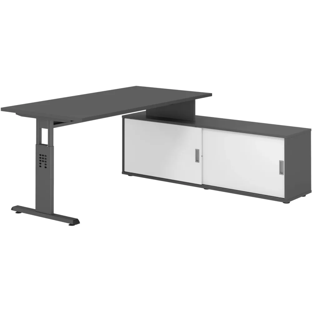 Schreibtisch Office Graphit manuelle Höhenverstellung 160 x 80 cm