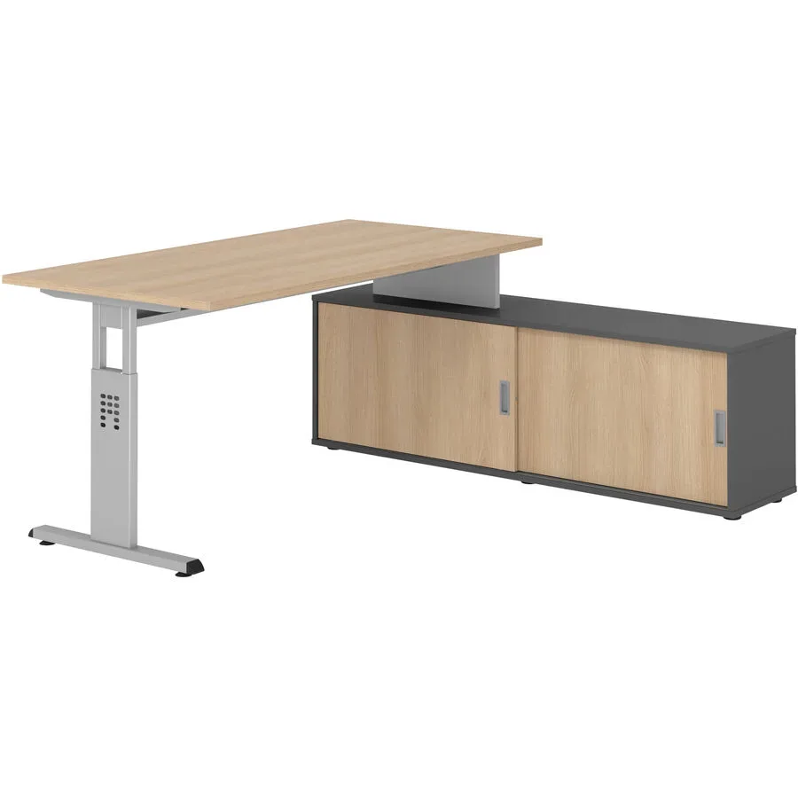 Schreibtisch Office Eiche manuelle Höhenverstellung 160 x 80 cm