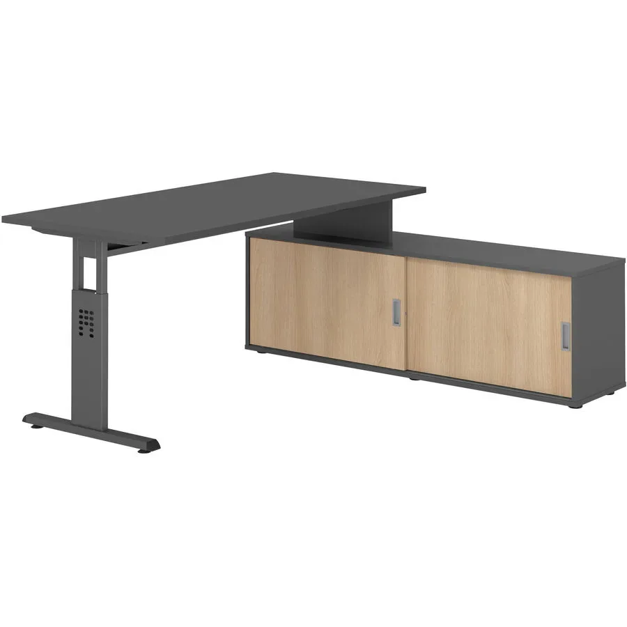 Schreibtisch Office Graphit manuelle Höhenverstellung 160 x 80 cm