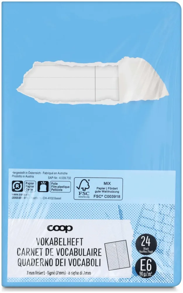 Coop Schulheft E6 Vocabulaire 7mm liniert