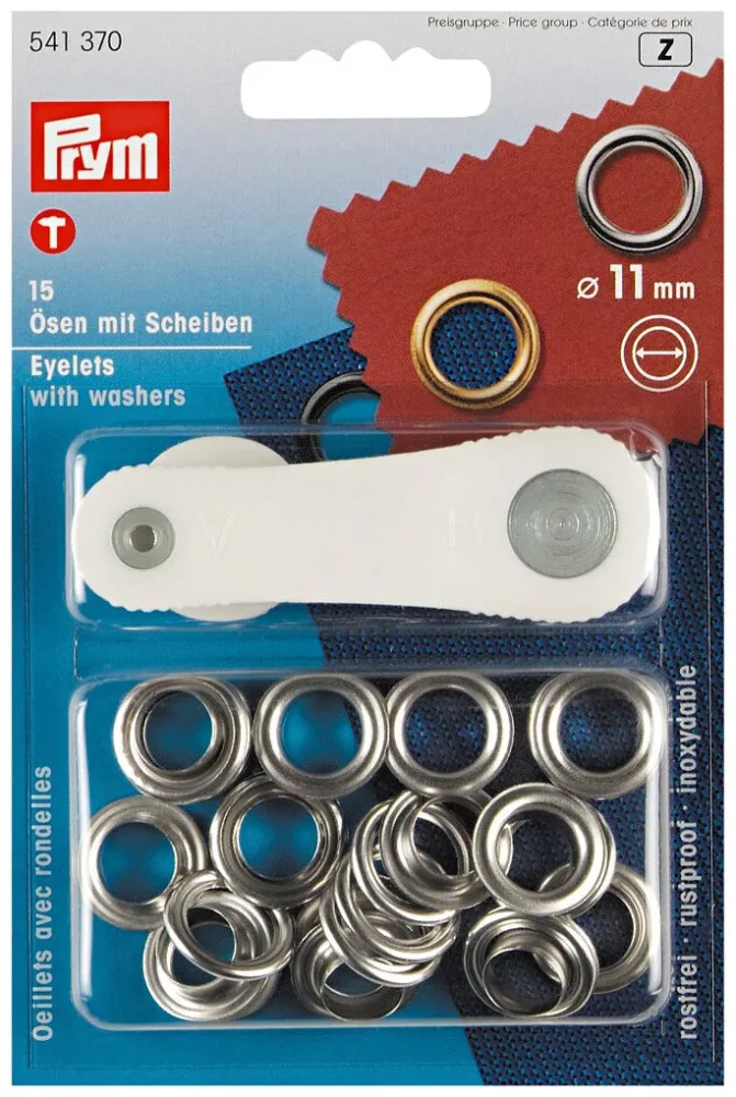 Prym Ösen + Scheiben silber 11 mm 15 Stk.
