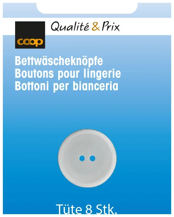 Coop Bettwäscheknopf transparent 11 mm 8 Stk.