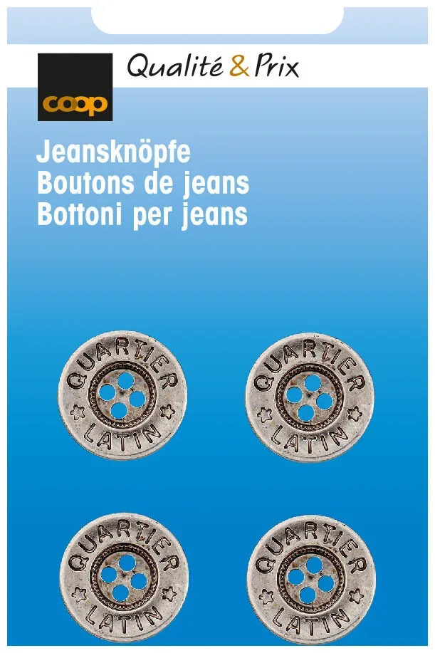 Coop Jeansknopf silber 16 mm 4 Stk.