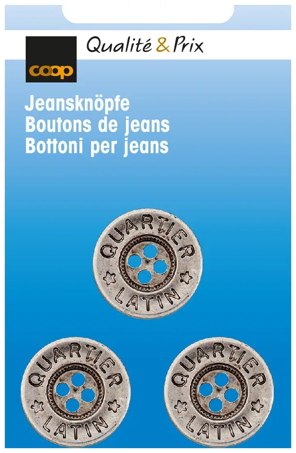 Coop Jeansknopf silber 20 mm 3 Stk.