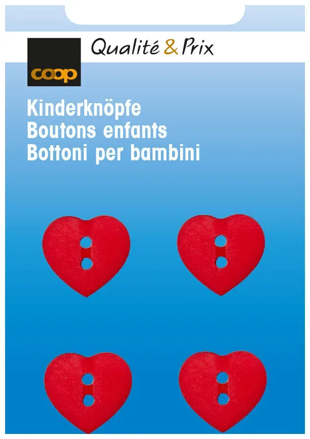 Coop Kinderknopf rot 15 x 15 mm 4 Stk.