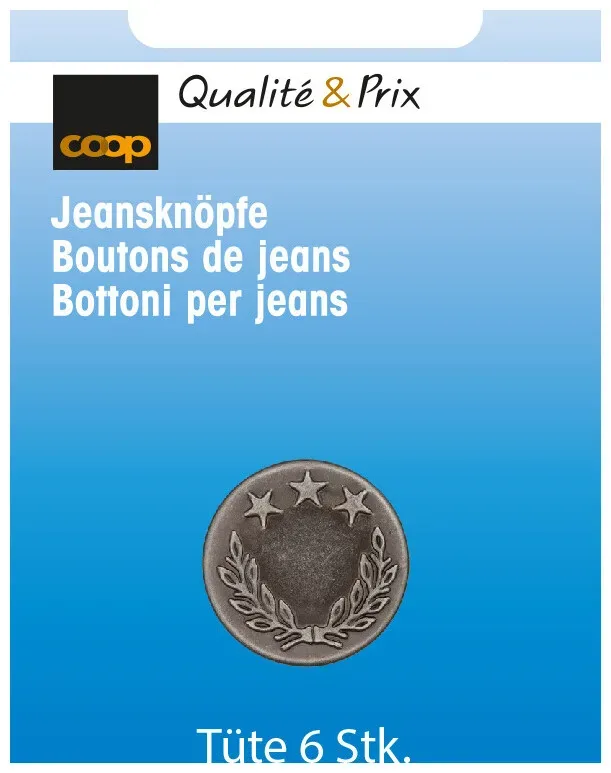 Coop Jeansknopf silber 18 mm 6 Stk.
