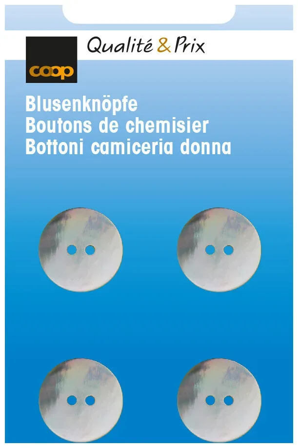 Coop Blusenknopf weiss 15 mm 4 Stk.