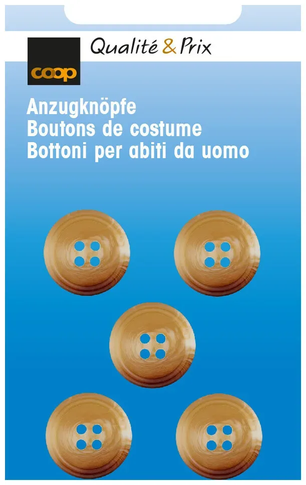 Coop Anzugknopf beige 15 mm 5 Stk.