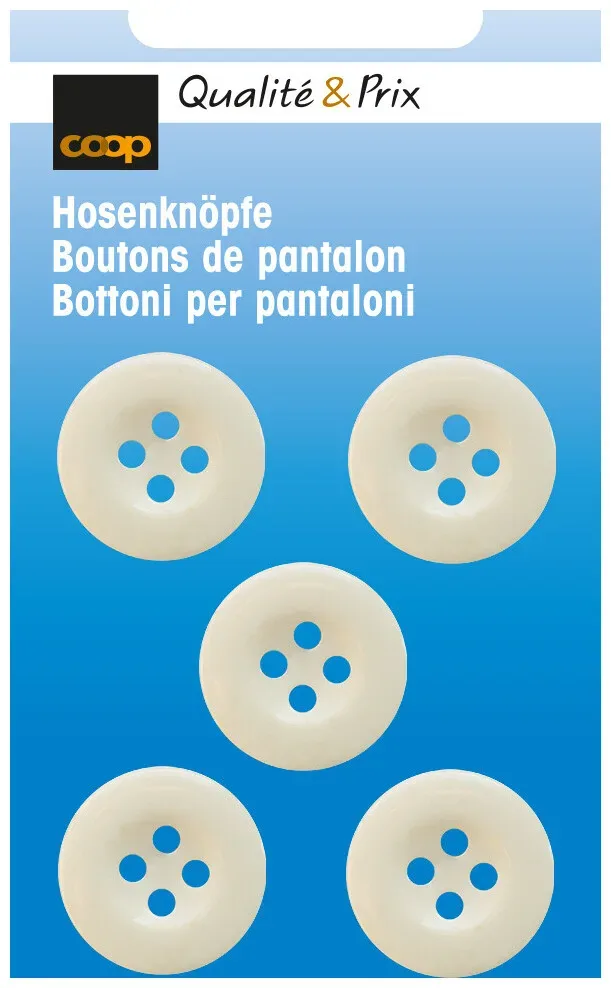 Coop Hosenknopf weiss 18 mm 5 Stk.