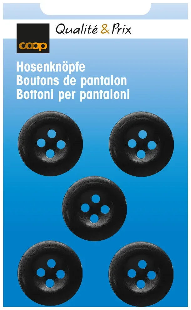 Coop Hosenknopf schwarz 18 mm 5 Stk.