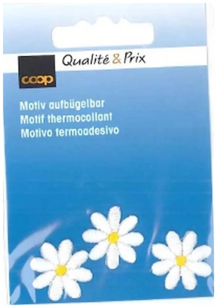 Coop Applikation 3 Blumen weiss