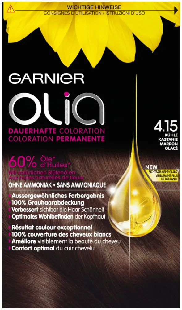 Garnier Olia dauerhafte Haarfarbe 4.15 Kühle Kastanie, 1Stk