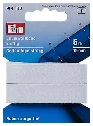 Prym Baumwollband kräftig weiss 15 mm 5 m