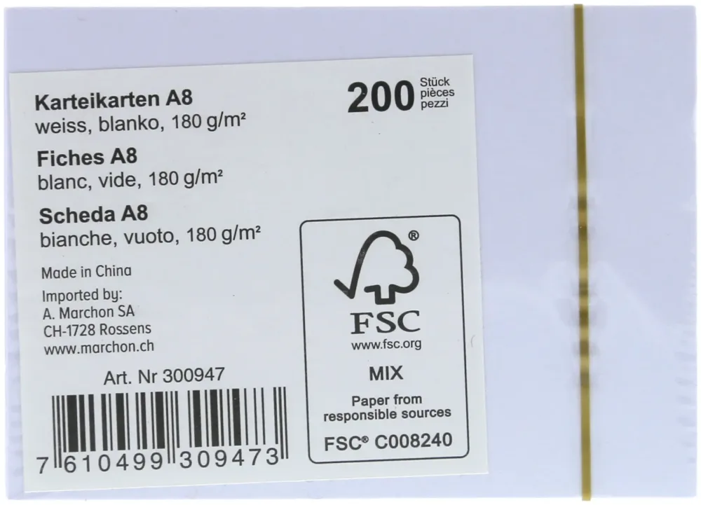Karteikarten A8 weiss 180g 200 Stück