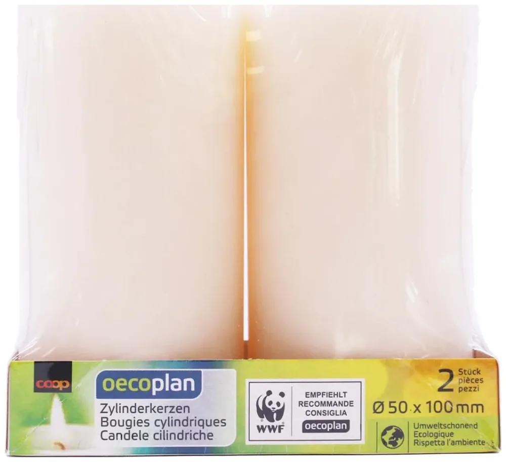 Oecoplan Zylinderkerzen creme 50x100mm 2 Stück