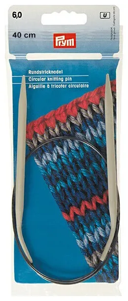 Prym Rundstricknadel Alu Kunststoff, grau 6.00 mm, 40 cm, Beutel 1 Stk.