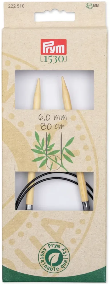 Prym 1530 Rundstricknadeln 6.00 mm, 80 cm, Bambus