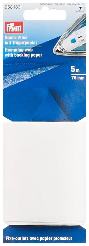 Prym Saumvlies Trägerpapier weiss 75 mm 5 m aufbügelbar