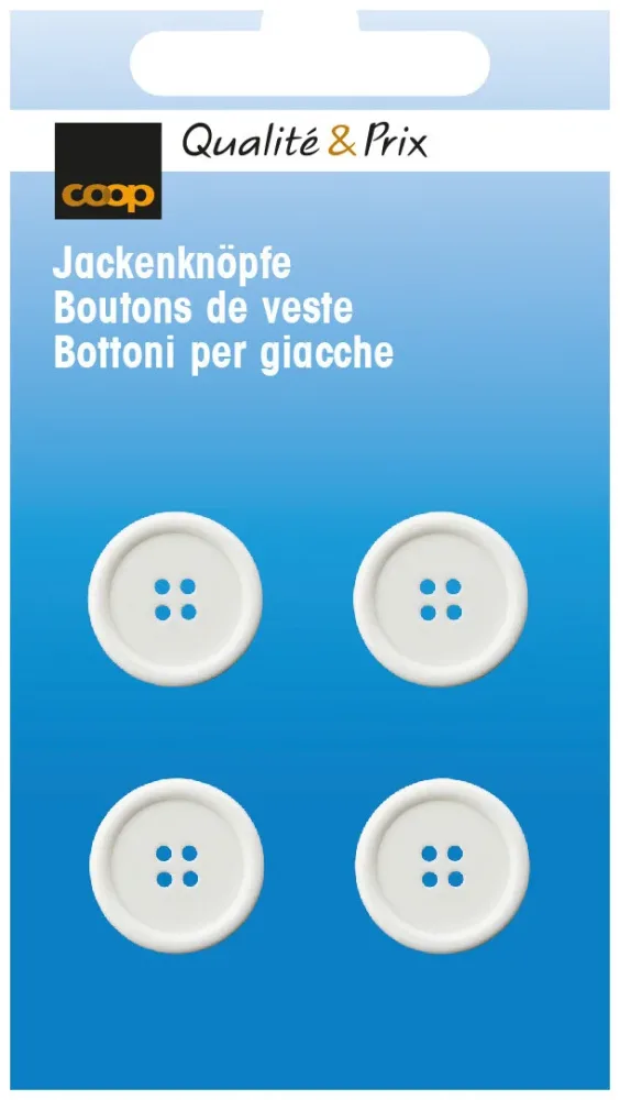 Jackenknopf weiss 15 mm 4 Stk.