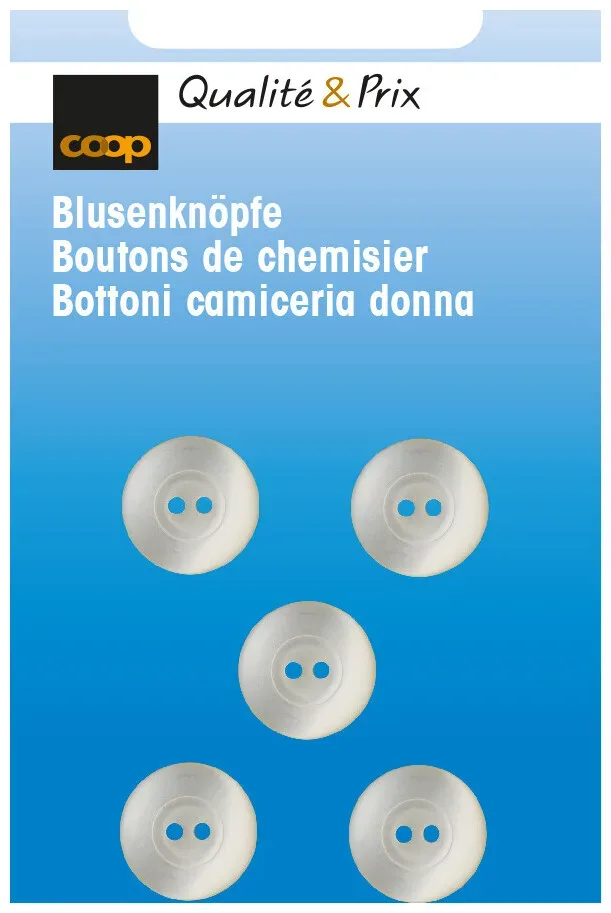 Blusenknopf weiss 12 mm 5 Stk.