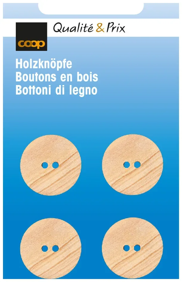 Holzknopf beige 18 mm 4 Stk.