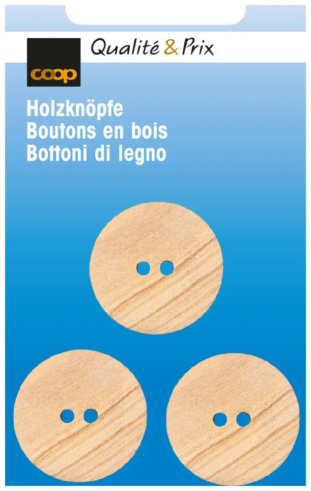 Holzknopf beige 23 mm 3 Stk.