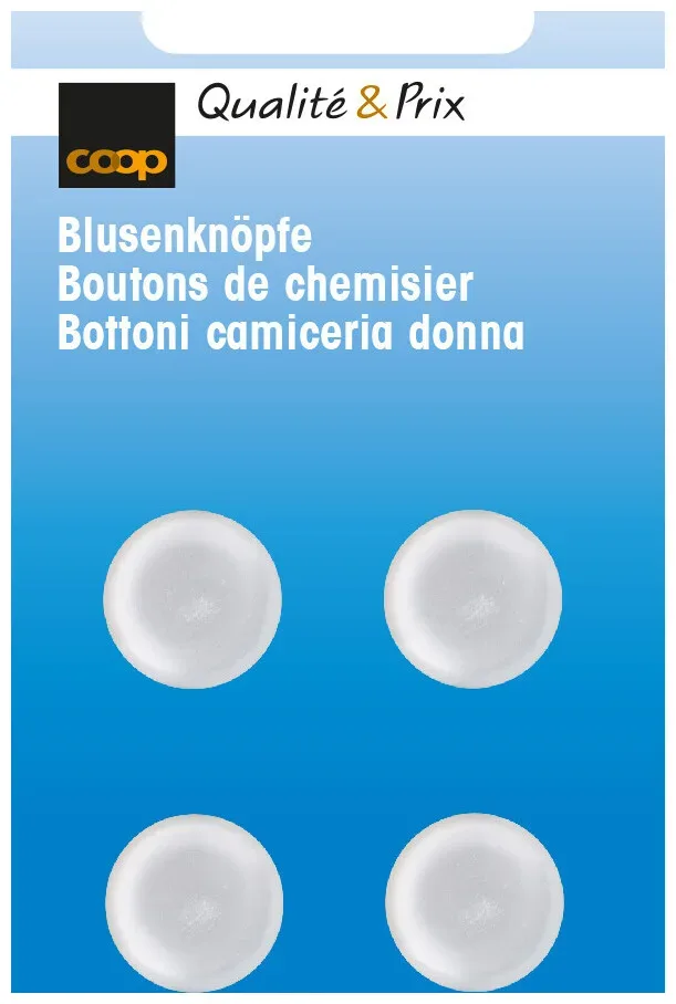 Blusenknopf weiss 14 mm 4 Stk.
