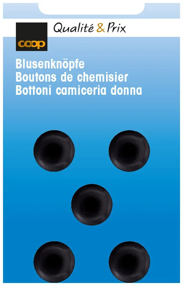 Blusenknopf schwarz 12 mm 5 Stk.