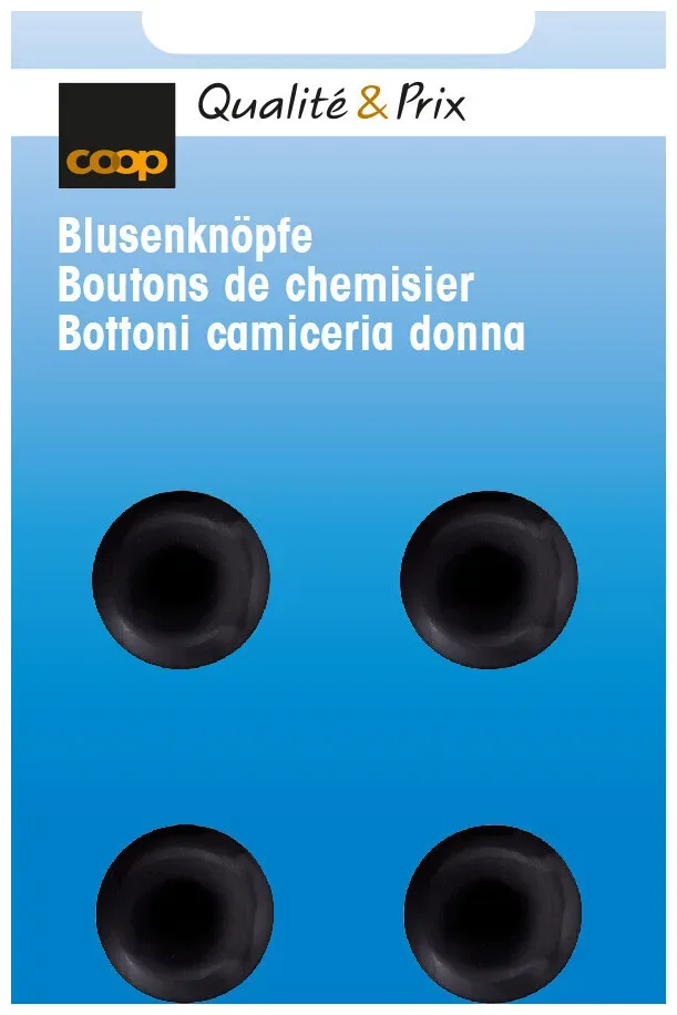 Blusenknopf schwarz 14 mm 4 Stk.