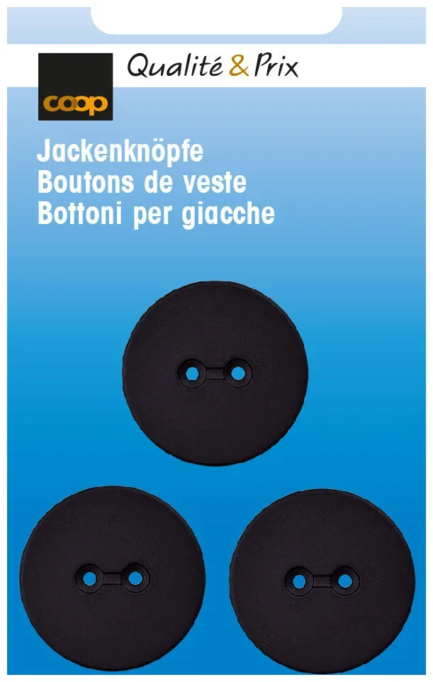Jackenknopf schwarz 23 mm 3 Stk.