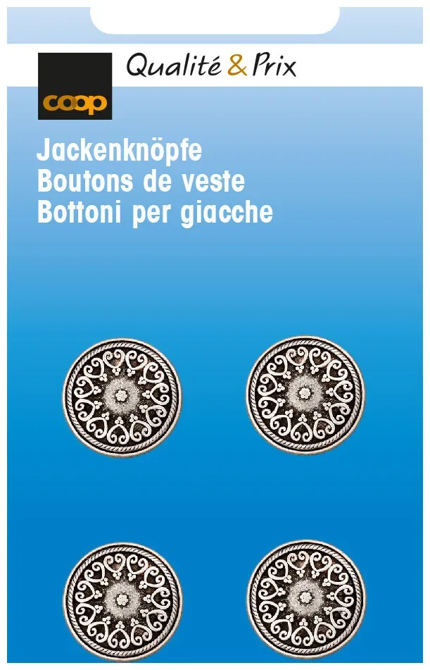 Jackenknopf altsilber 15 mm 4 Stk.