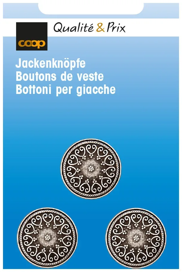 Jackenknopf altsilber 18 mm 3 Stk.