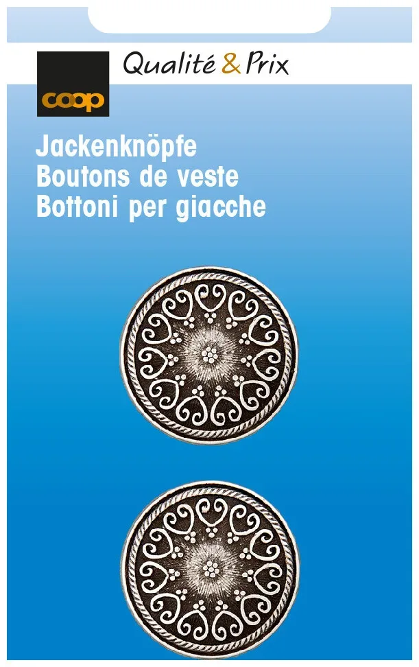 Jackenknopf altsilber 23 mm 2 Stk.