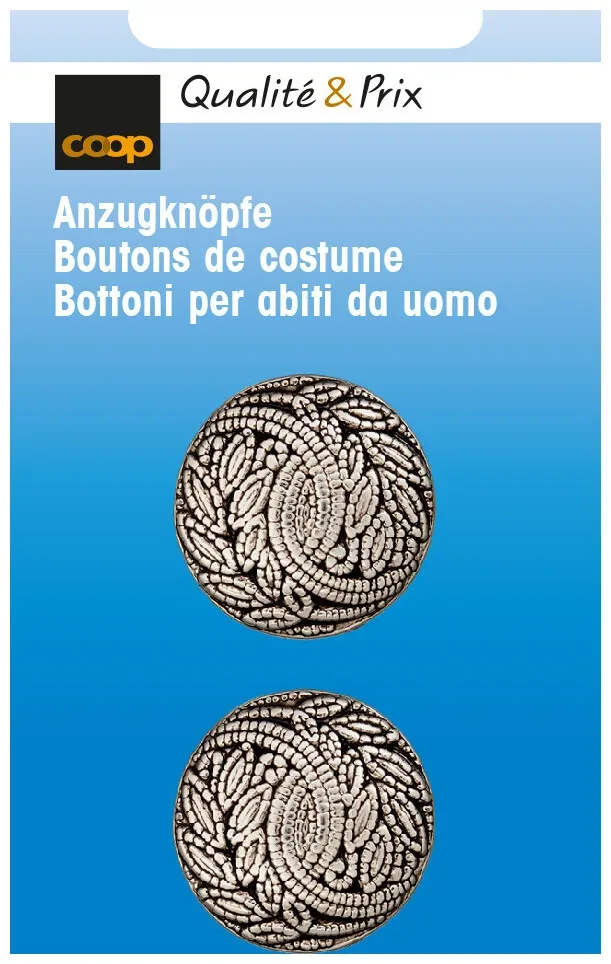 Anzugknöpfe 23mm altsilber 2 Stk.