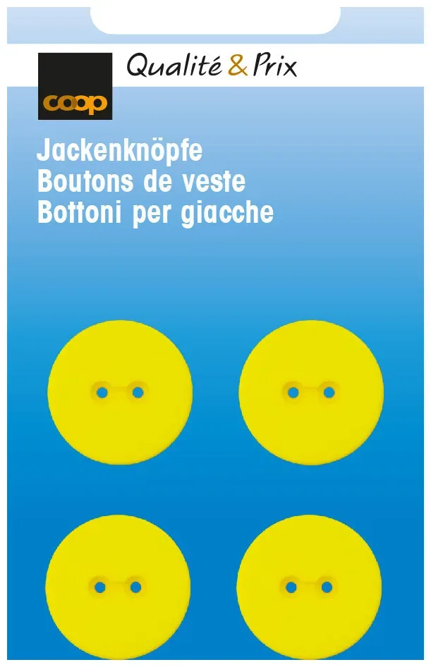 Jackenknopf gelb 18 mm 4 Stk.