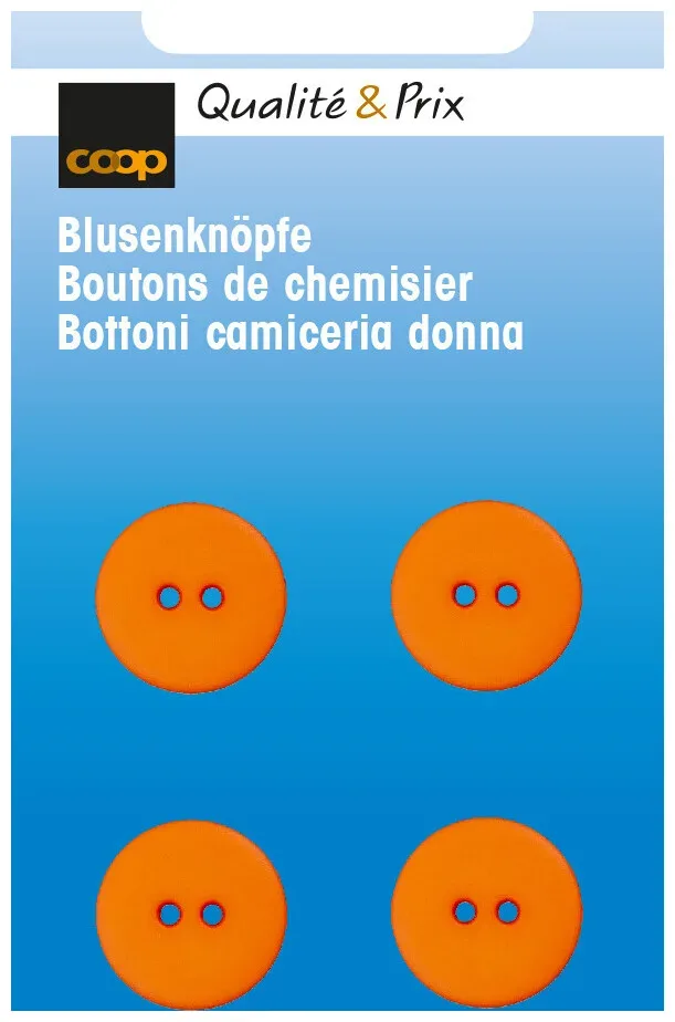 Blusenknopf orange 15 mm 4 Stk.