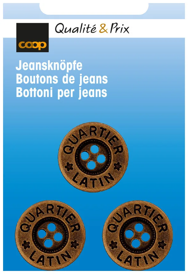 Jeansknopf altmessing 20 mm 3 Stk.