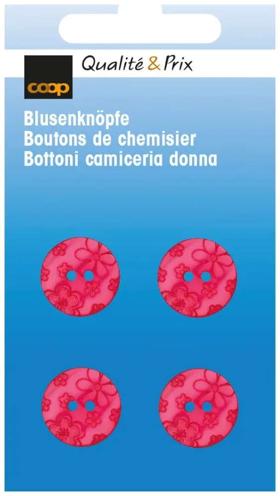 Blusenknopf pink 15 mm 4 Stk.